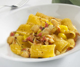 Paccheri pancetta e ceci