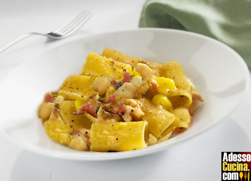 Paccheri pancetta e ceci - Ricetta