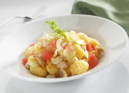 Gnocchetti con pescatrice e finocchi al profumo di pompelmo