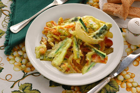 Tempura di carote, cipolle e zucchine