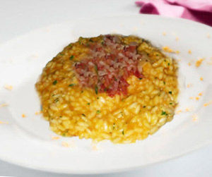 Risotto con zucca e pancetta