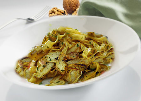 Tagliatelle ai carciofi con gocce di gorgonzola - Ricetta