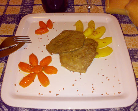 Scaloppine al marsala con mele caramellate