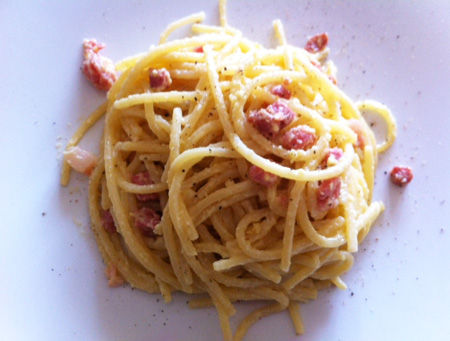 Spaghetti alla Carbonara e panna