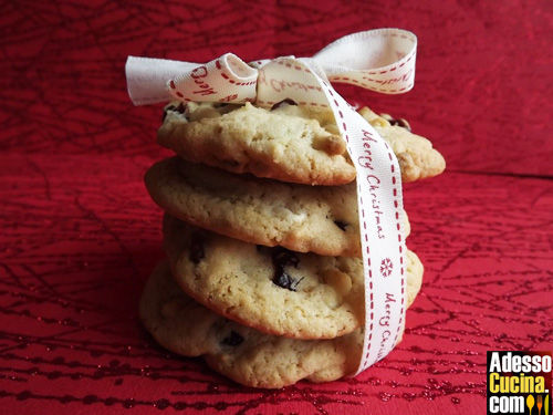 Cookies ipocalorici al cioccolato bianco e mirtilli rossi