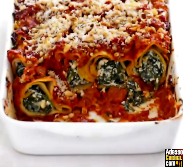 Cannelloni con tofu e spinaci