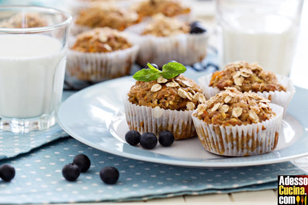 Muffin ai mirtilli e fiocchi di avena - Ricetta