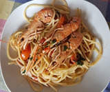 Linguine agli scampi e pomodorini